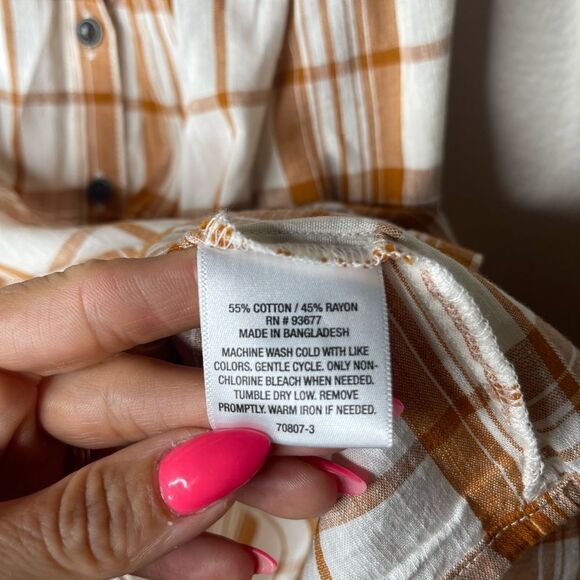 a.n.a. Orange plaid top - Picture 5 of 5